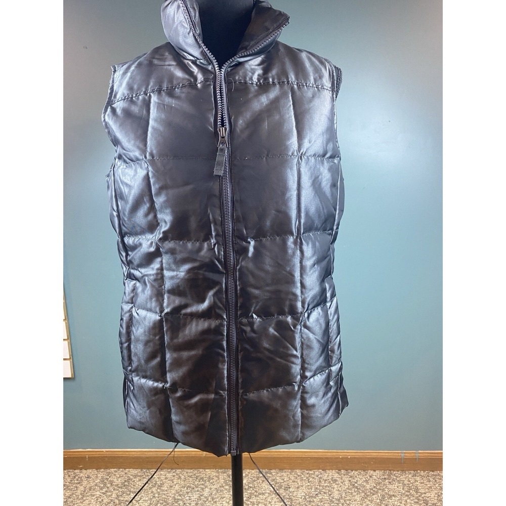 Lands End Women's Size Small 6-8 Gray Metallic Down‎ Puffer Vest Zipper